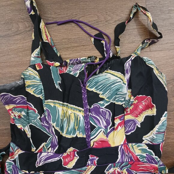 Trashy Diva Dorothy Tropical Flowers Dress VACATION UNIQUE SZ 10 GUC DESIGNER - Picture 5 of 8